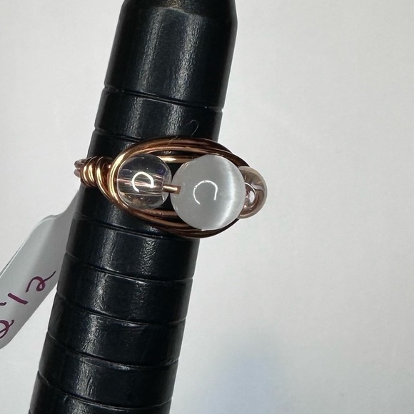 Ring cooper handmade cat eye with iridescent glass beads - Picture 10 of 10